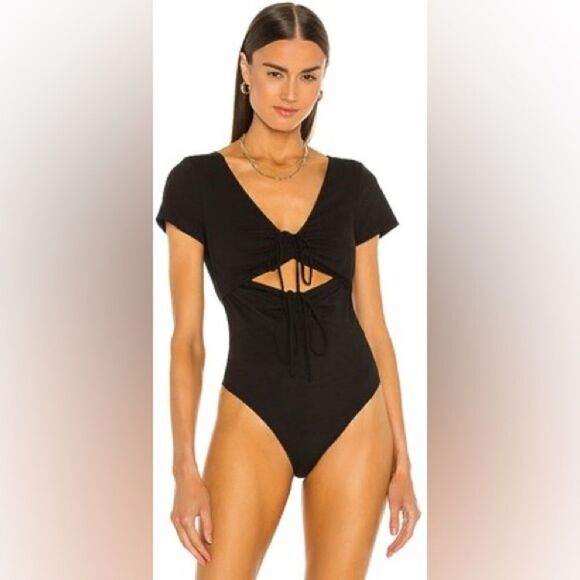 Cinq a sept black ruched cut out body suit size large brand new with tags - Picture 5 of 5